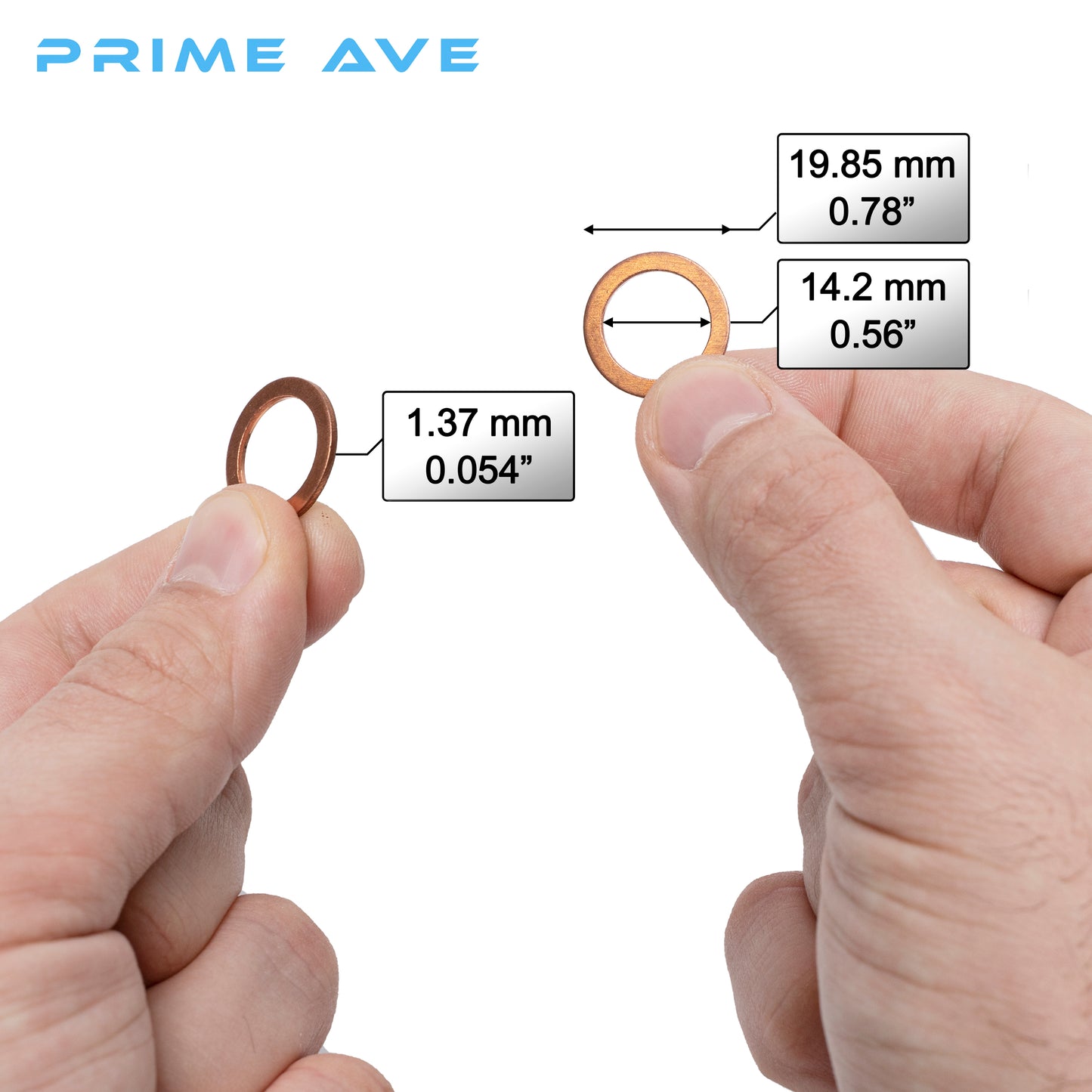 Prime Ave 14mm Copper Oil Drain Plug Washer Gaskets Compatible/Replacement for Mercedes Part#: 007603-014106 (Pack of 10)