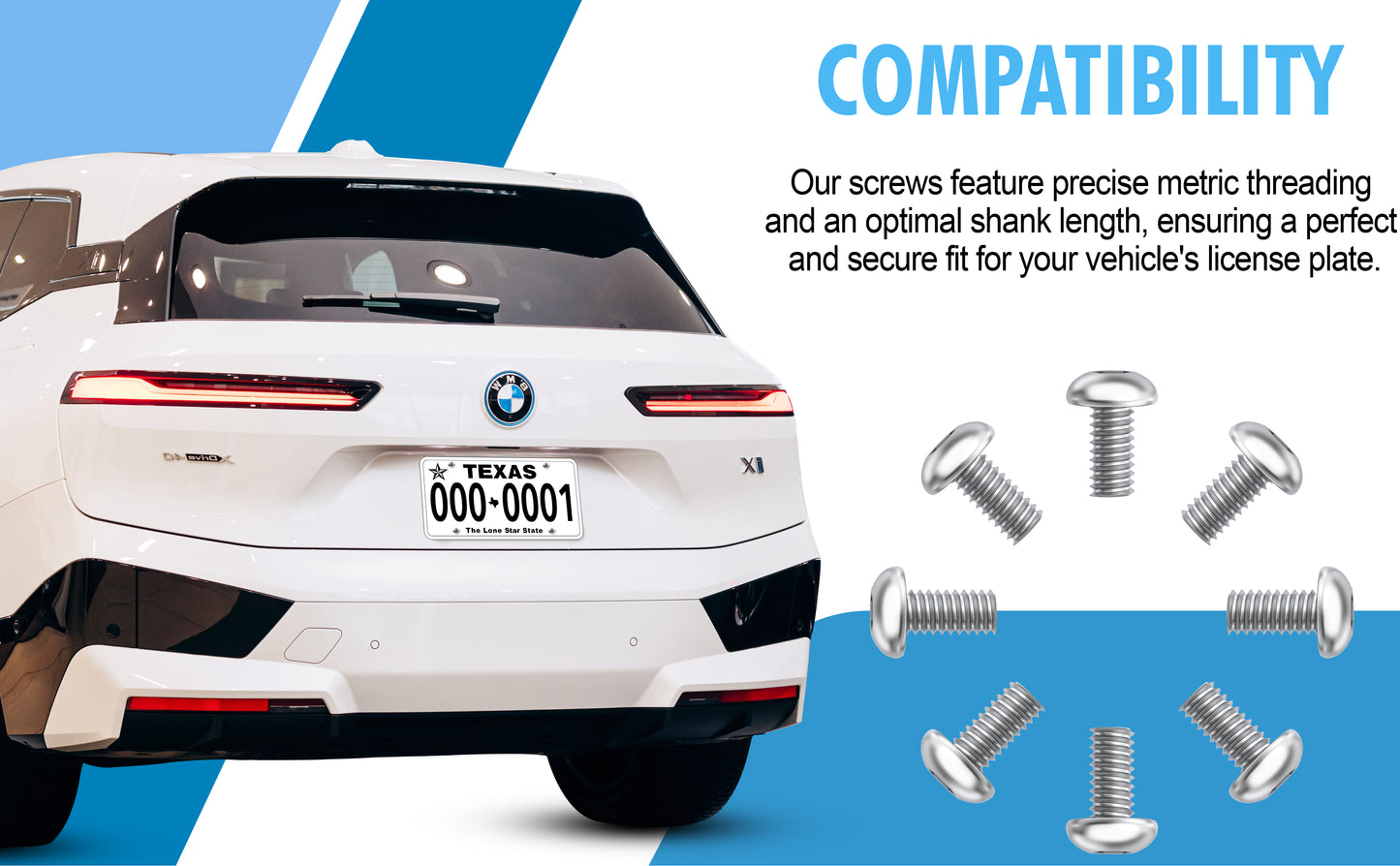 Prime Ave Socket Head Standard Length Stainless Steel License Plate Screws Compatible/Replacement for All BMW Models (Pack of 8)