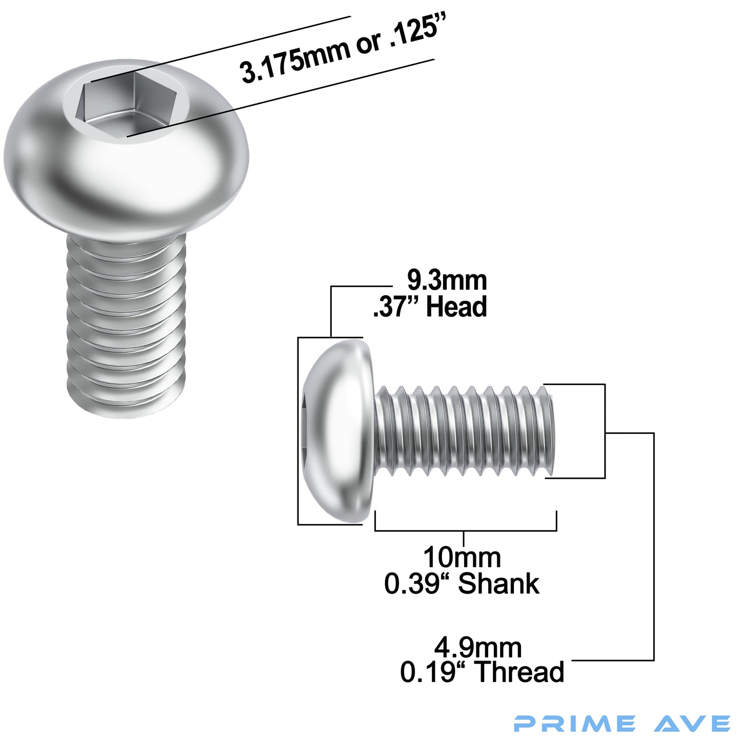 Prime Ave Socket Head Standard Length Stainless Steel License Plate Screws Compatible/Replacement for All BMW Models (Pack of 8)