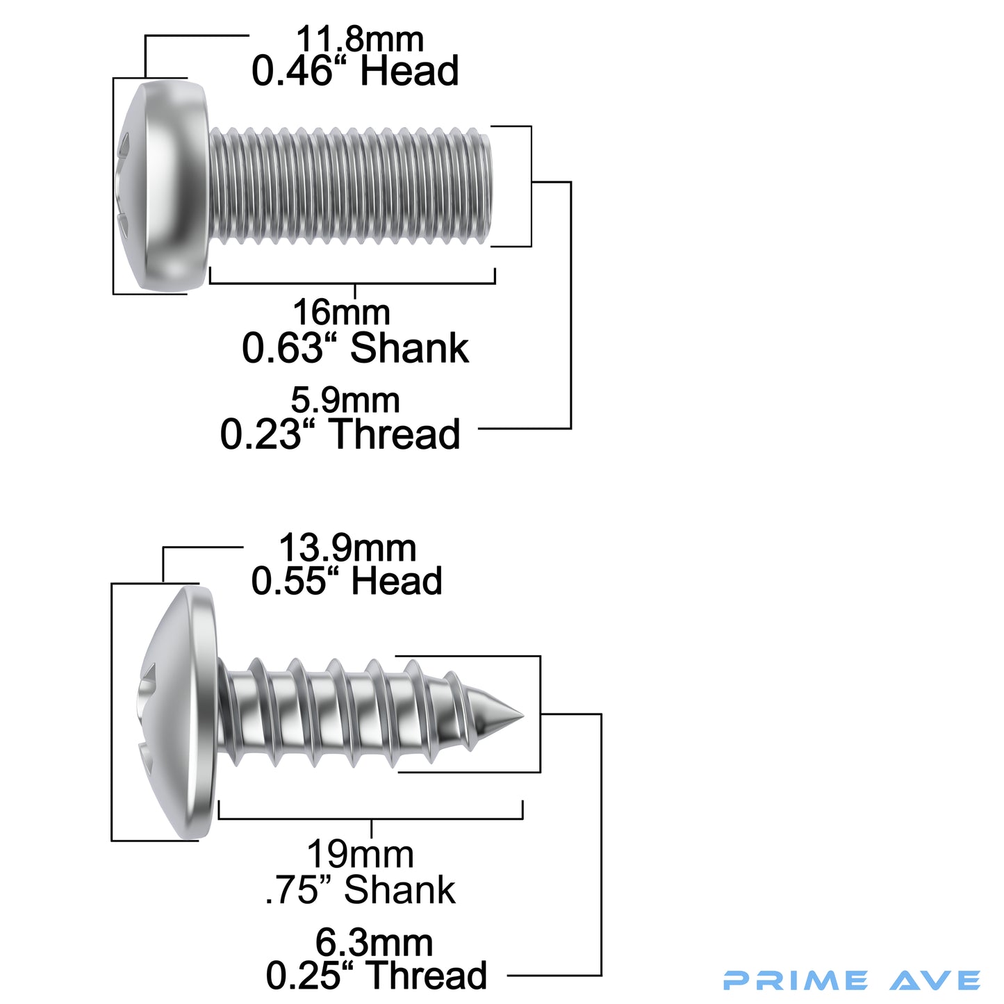 Prime Ave Stainless Steel License Plate Screws Compatible/Replacement for Nissan & Infiniti (Extended Length)