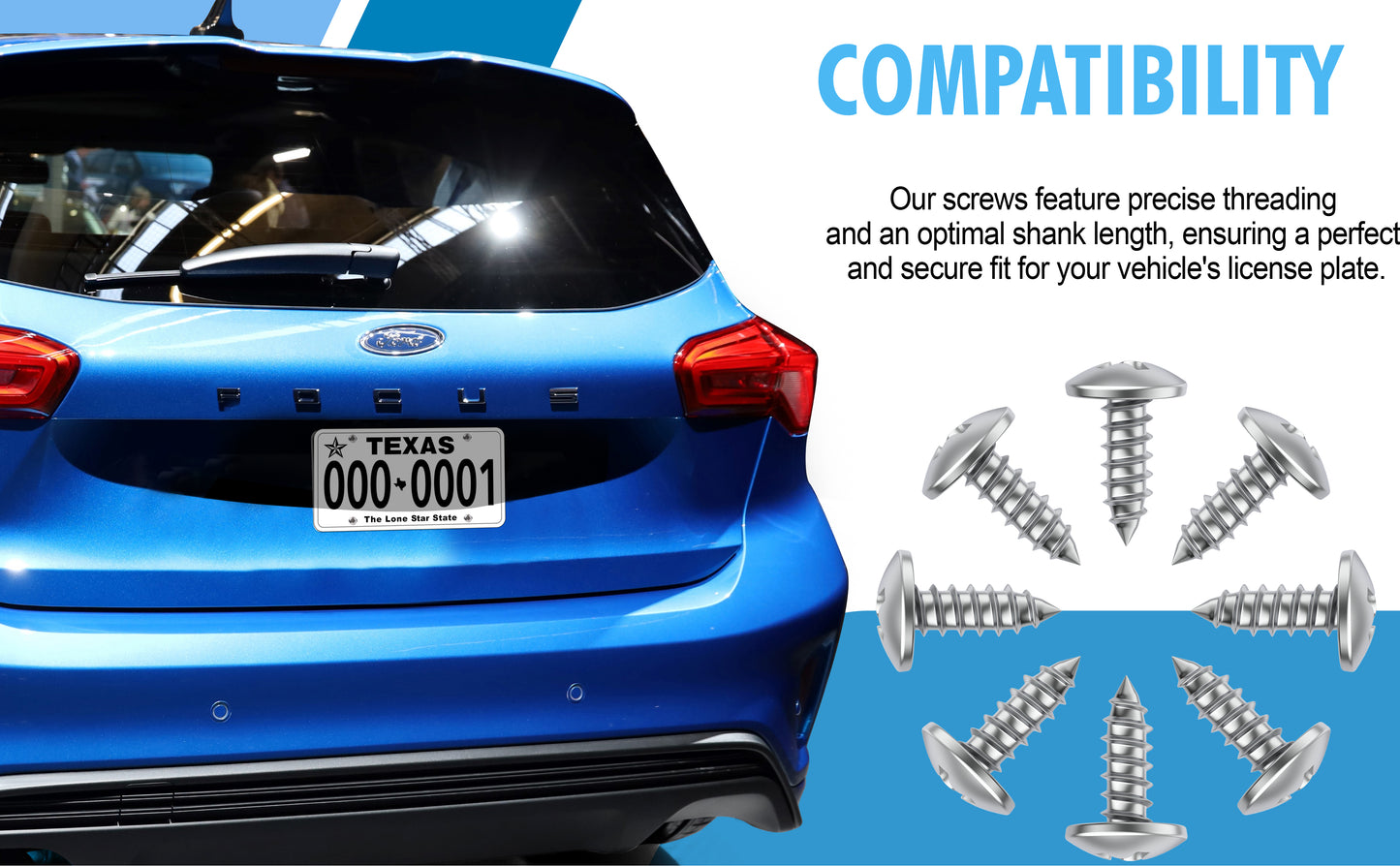 Prime Ave Stainless Steel License Plate Screws Compatible with Ford Lincoln (Pack of 8)