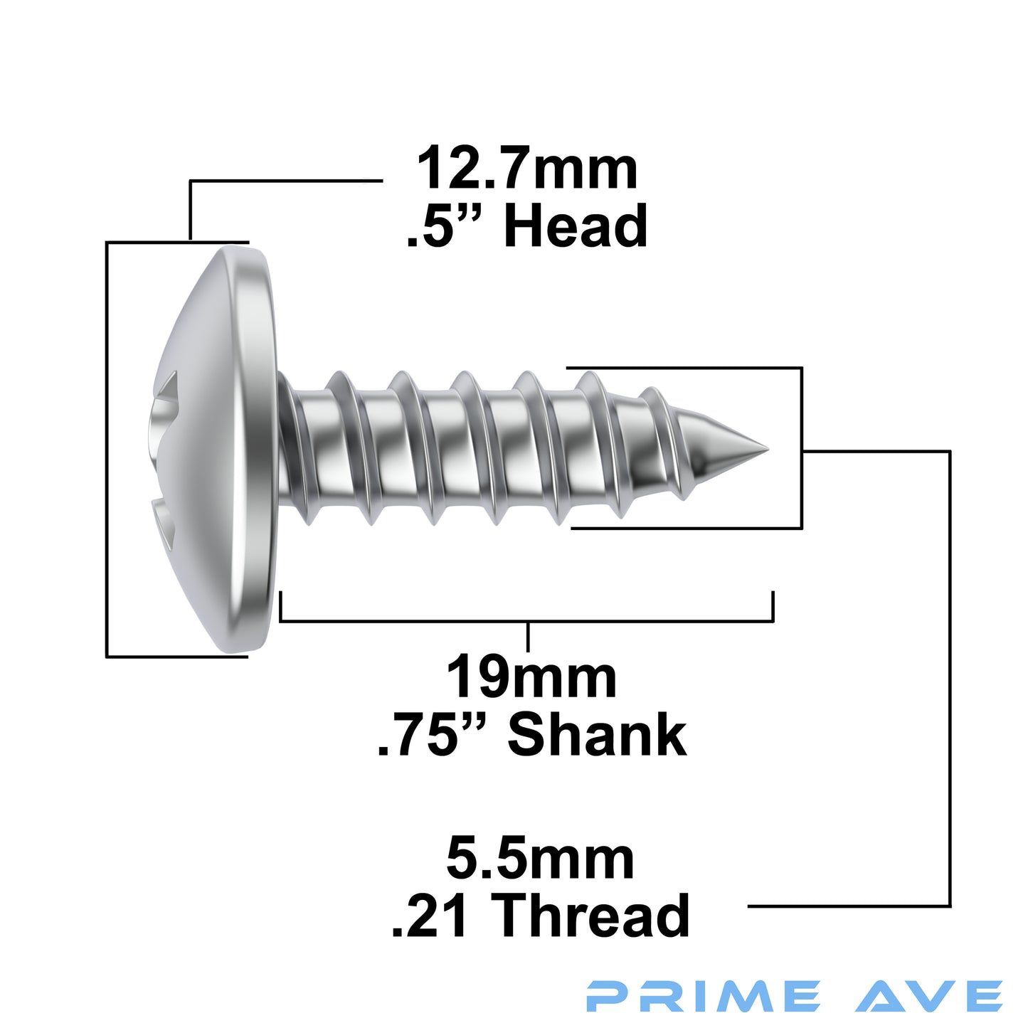 Prime Ave Stainless Steel License Plate Fastener Screws Compatible with Subaru WRX BRZ Impreza Outback Forester Crosstrek Legacy Ascent (Pack of 8)