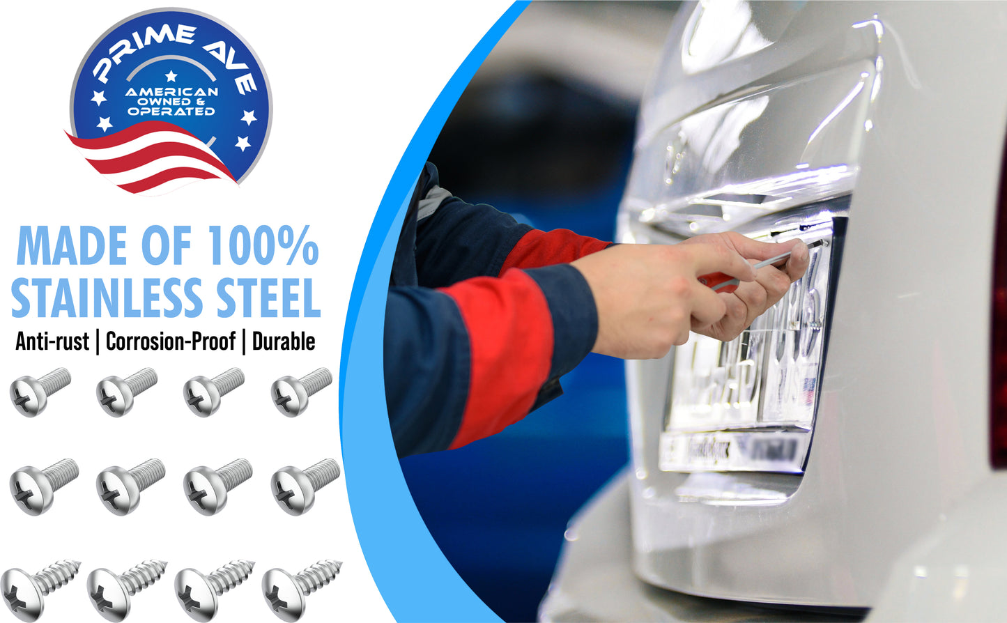 Prime Ave Stainless Steel License Plate Screws Compatible/Replacement for Lexus Scion & Toyota (Standard Length)