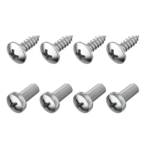 PRIME AVE Stainless Steel License Plate Screws for License Plates, Frames, Covers - Durable & Rust Proof Licence Plate Screw Set for Front/Rear - Compatible with Mazda (Pack of 8)
