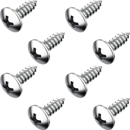 PRIME AVE Stainless Steel License Plate Screws for License Plates, Frames, Covers - Rust Proof Licence Plate Screw Set for Front/Rear Compatible with Buick Cadillac Chevrolet GMC