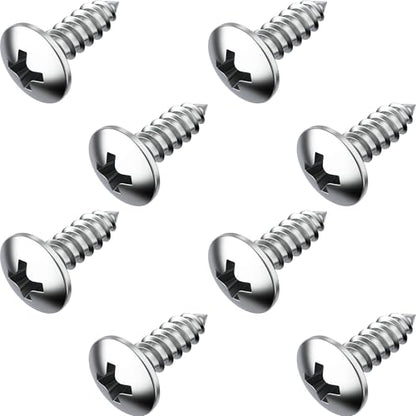 PRIME AVE Stainless Steel License Plate Screws for License Plates, Frames, Covers - Rust Proof Licence Plate Screw Set for Front/Rear Compatible with Buick Cadillac Chevrolet GMC