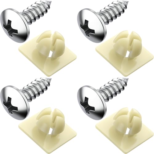 PRIME AVE Stainless Steel License Plate Screws – Rustproof with Nylon Inserts for Front & Rear Plates, Frames & Covers – License Plate Screw Set Fits Most Domestic Vehicles (Set of 4)