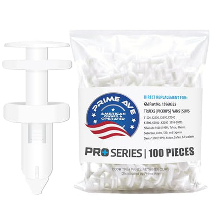 Prime Ave 25-Pack Door Panel Retainer Clips – GM 15960325 OEM | Fits Chevrolet GMC Buick Cadillac C1500 C2500 K1500 Suburban Tahoe Yukon | Door Panels, Fender Liners | Heavy-Duty Nylon Push Fasteners