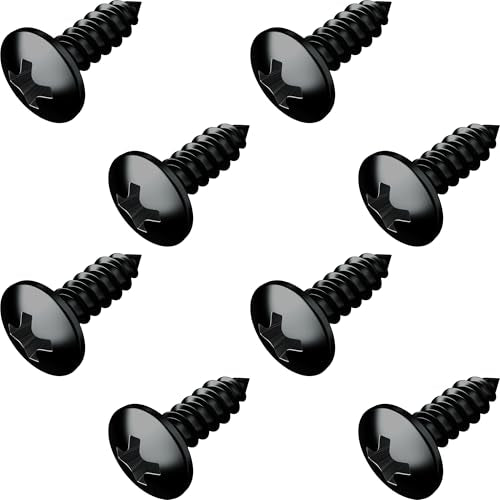 PRIME AVE Stainless Steel License Plate Screws for License Plates, Frames, Covers - Rust Proof Licence Plate Screw Set for Front/Rear Compatible with Buick Cadillac Chevrolet GMC