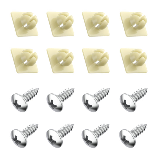 Prime Ave Stainless Steel Screws with Nylon Inserts for Securing License Plates, Frames & Covers 4755299 3907444 A11719 (Set of 8)