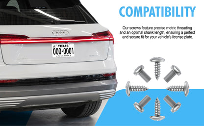 Prime Ave Stainless Steel License Plate Screws Compatible with Audi A3 A4 A5 A6 A7 A8 S3 S4 S5 S6 S7 S8 RS3 RS4 RS5 RS6 RS7 Q3 Q4 Q5 Q7 Q8 SQ5 SQ7 SQ8 RS Q8 TT TTS TT RS R8 E-tron (Extended Length)