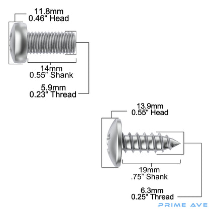 Prime Ave Stainless Steel License Plate Screws Compatible with Audi A3 A4 A5 A6 A7 A8 S3 S4 S5 S6 S7 S8 RS3 RS4 RS5 RS6 RS7 Q3 Q4 Q5 Q7 Q8 SQ5 SQ7 SQ8 RS Q8 TT TTS TT RS R8 E-tron (Extended Length)