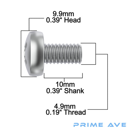 Prime Ave Standard Length Stainless Steel License Plate Screws Compatible/Replacement for All BMW Models (Pack of 8)