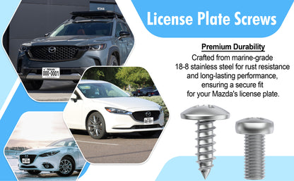 Prime Ave Stainless Steel License Plate Screws Compatible/Replacement for Mazda