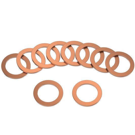 Prime Ave 14mm Copper Oil Drain Plug Washer Gaskets Compatible/Replacement for Mercedes Part#: 007603-014106 (Pack of 10)