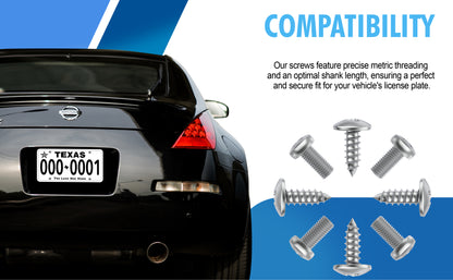 Prime Ave Stainless Steel License Plate Screws Compatible/Replacement for Nissan & Infiniti (Standard Length)