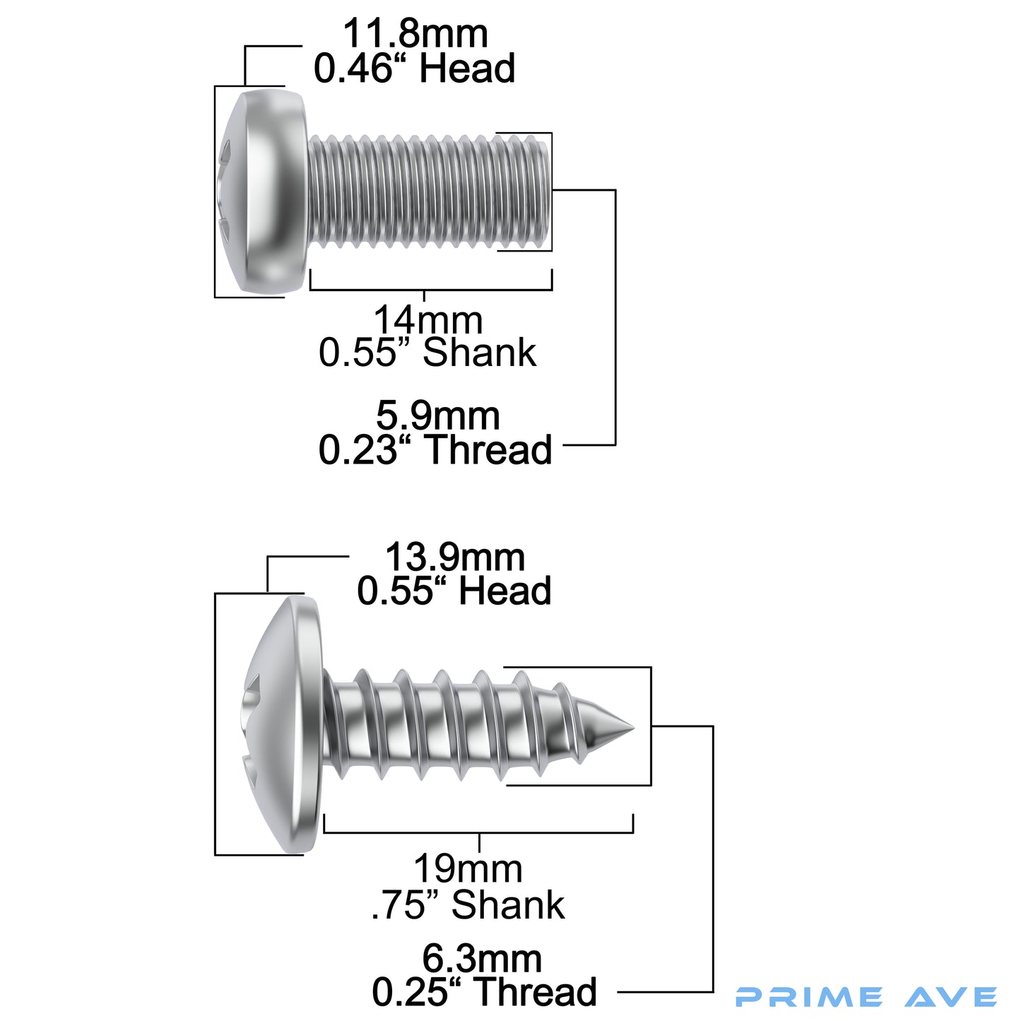 Prime Ave Stainless Steel License Plate Screws Compatible/Replacement for Nissan & Infiniti (Standard Length)