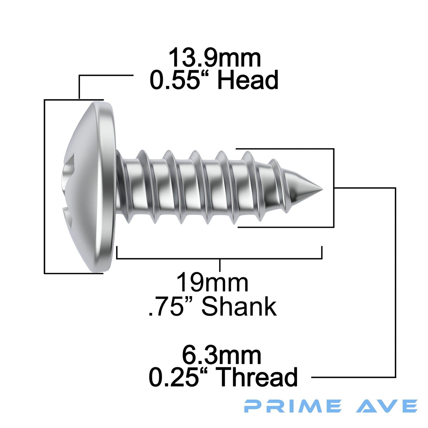 Prime Ave Stainless Steel License Plate Screws Compatible with Chrysler Dodge RAM Jeep (Pack of 8)