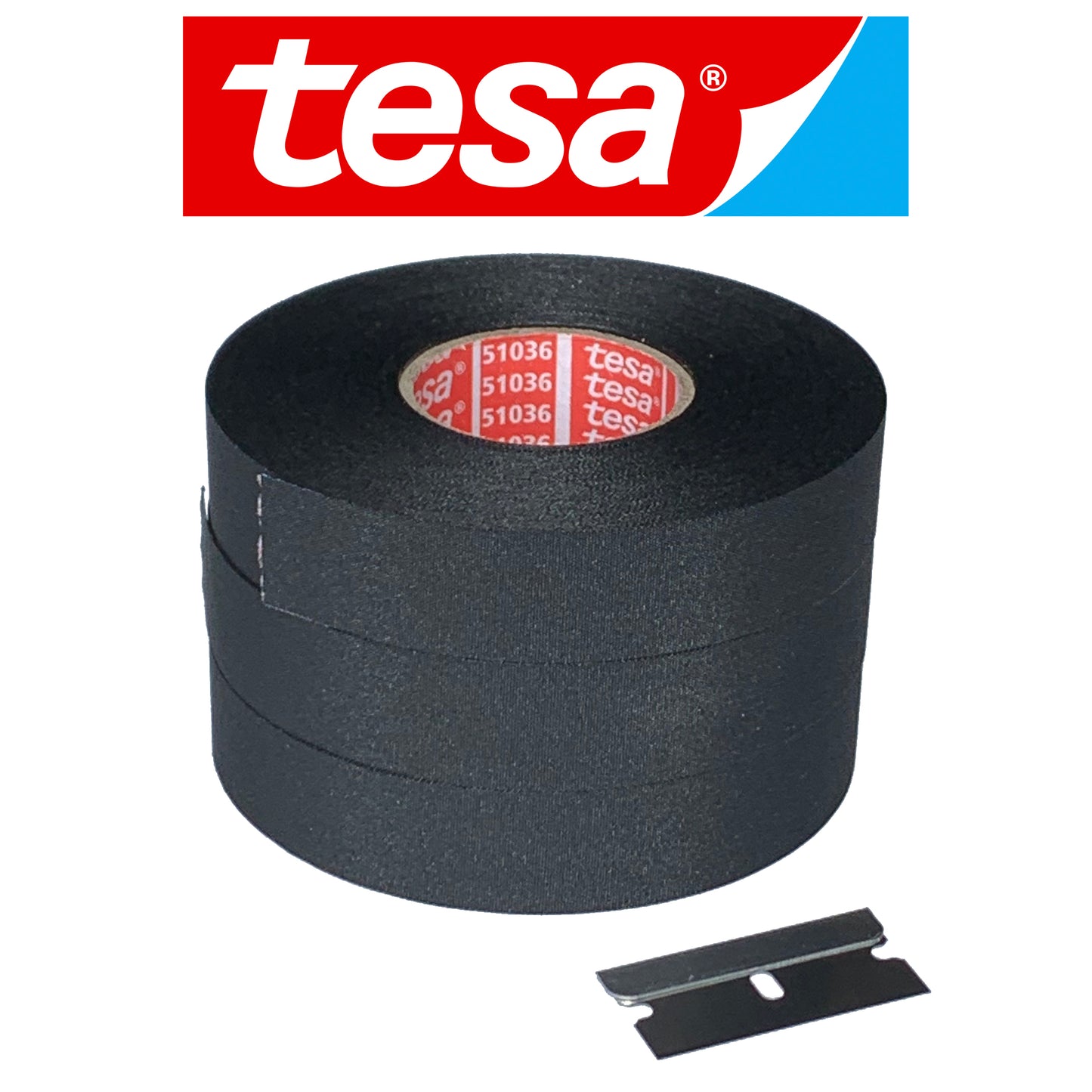 Prime Ave Razor + (3) Tesa 51036 High Heat Electrical Tape for Wire Harness, Cables for Automotive Engine, Protect Against High Temperature, Abrasion, Chemical & Fluid