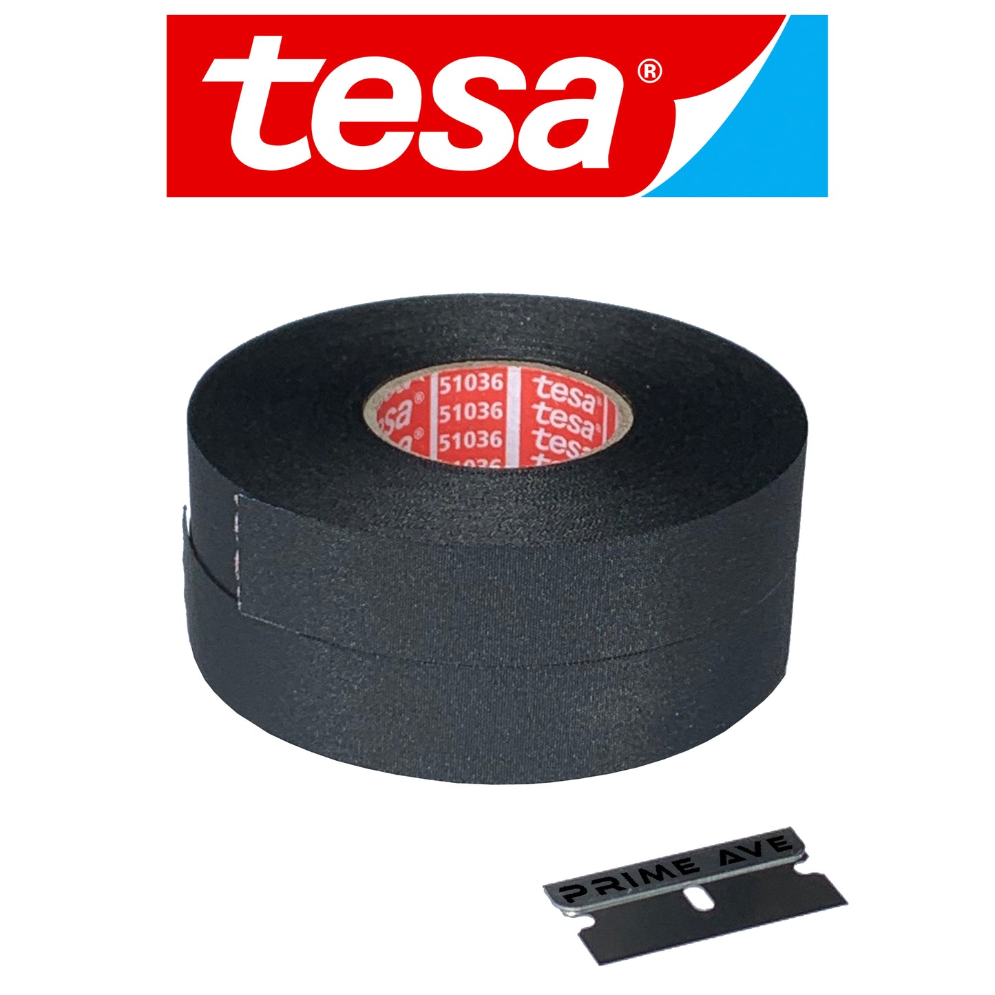 Prime Ave Razor + (2) Tesa 51036 High Heat Electrical Tape for Wire Harness, Cables for Automotive Engine, Protect Against High Temperature, Abrasion, Chemical & Fluid