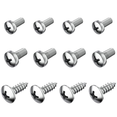 PRIME AVE Stainless Steel License Plate Screws for License Plates, Frames, Covers- Rust Proof Rear & Front Licence Plate Screw Set - Compatible with Toyota, Lexus & Scion