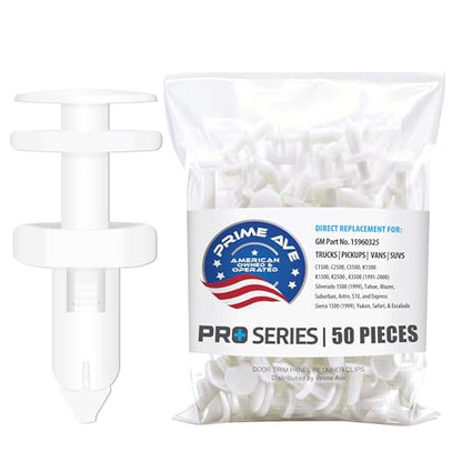 Prime Ave 25-Pack Door Panel Retainer Clips – GM 15960325 OEM | Fits Chevrolet GMC Buick Cadillac C1500 C2500 K1500 Suburban Tahoe Yukon | Door Panels, Fender Liners | Heavy-Duty Nylon Push Fasteners